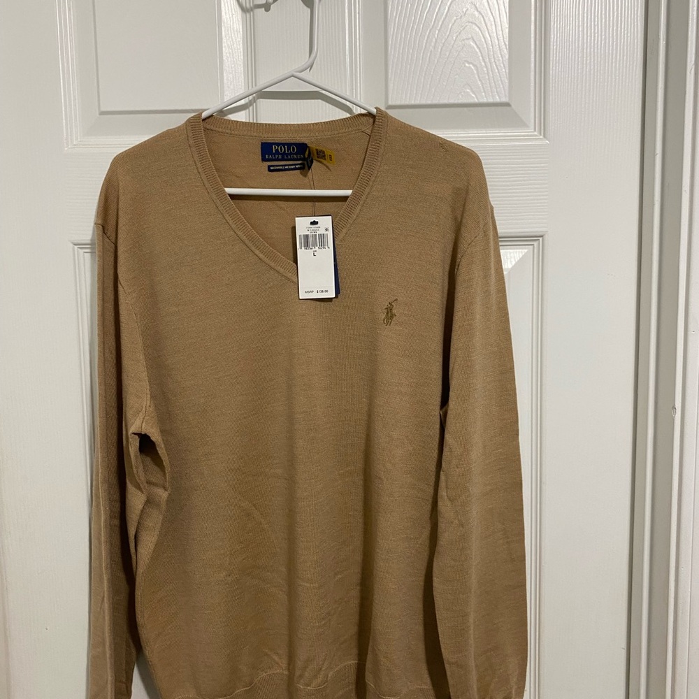 Polo by Ralph Lauren Tan V-Neck Sweater